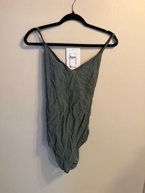 aerie Olive Green V-Neck One-Piece Swimsuit